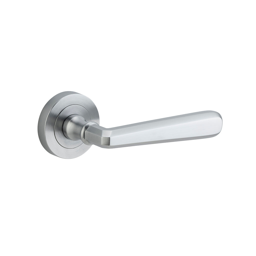 Copenhagen Lever - Round Rose Brushed Chrome / Passage / Lever Set Only