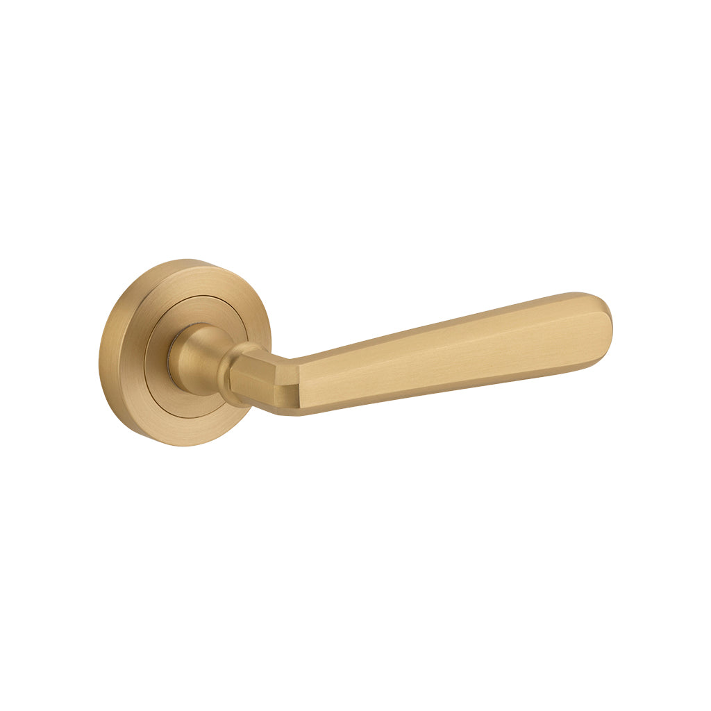 Copenhagen Lever - Round Rose Brushed Brass / Passage / Lever Set Only