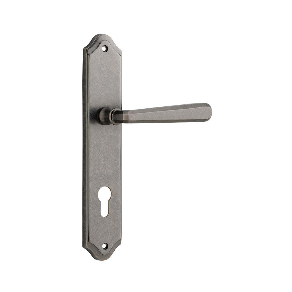 Copenhagen Lever - Shouldered Backplate Distressed Nickel / Entrance / Lever Set Only