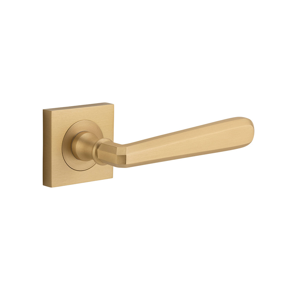 Copenhagen Lever - Square Rose Brushed Brass / Passage / Lever Set Only