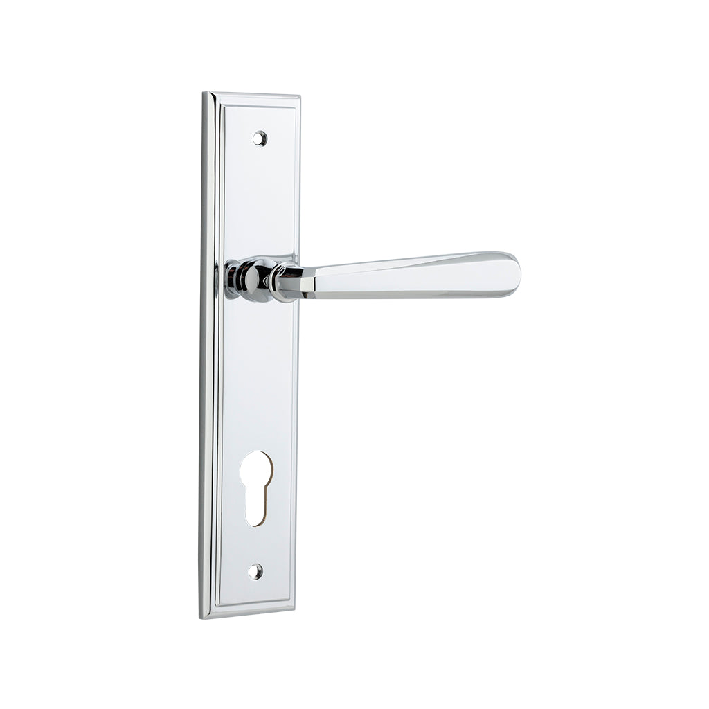 Copenhagen Lever - Stepped Backplate Polished Chrome / Entrance / Lever Set Only