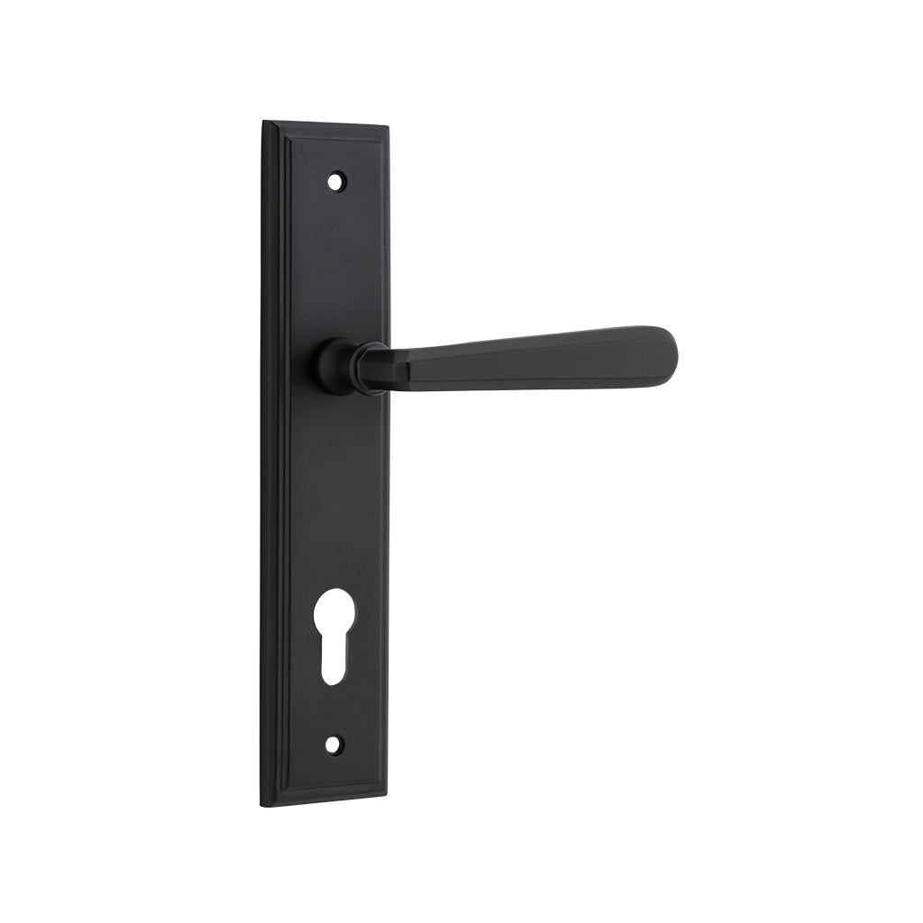 Copenhagen Lever - Stepped Backplate Matt Black / Entrance / Lever Set Only