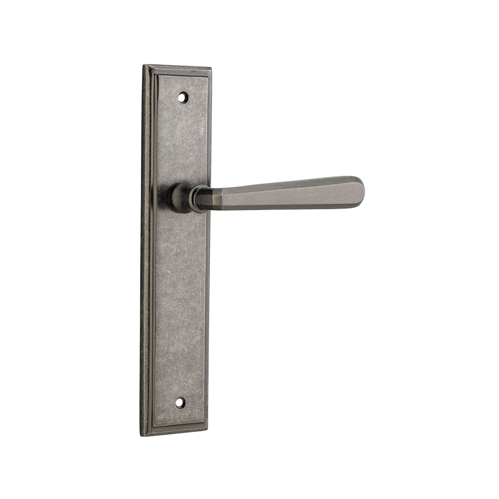 Copenhagen Lever - Stepped Backplate Distressed Nickel / Passage / Lever Set Only