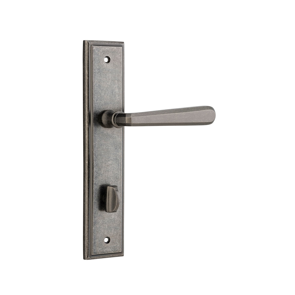 Copenhagen Lever - Stepped Backplate Distressed Nickel / Privacy / Lever Set Only