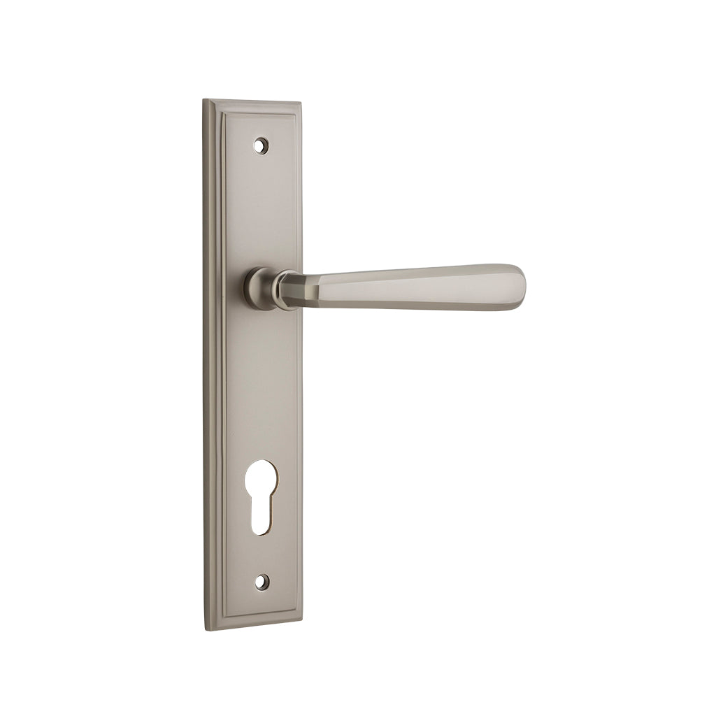Copenhagen Lever - Stepped Backplate Satin Nickel / Entrance / Lever Set Only