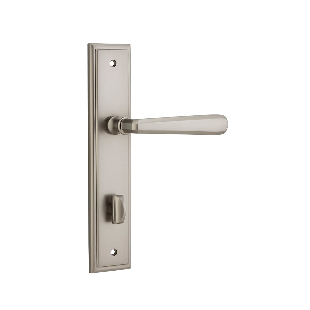 Copenhagen Lever - Stepped Backplate Satin Nickel / Privacy / Lever Set Only