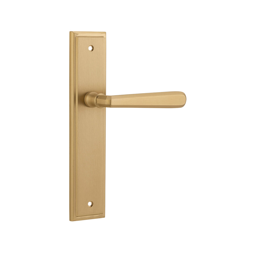 Copenhagen Lever - Stepped Backplate Brushed Brass / Passage / Lever Set Only