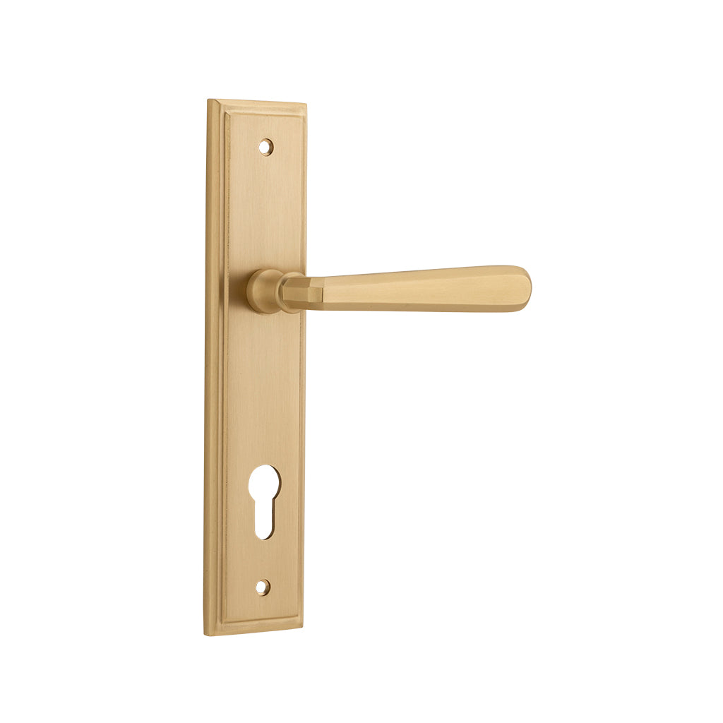 Copenhagen Lever - Stepped Backplate Brushed Brass / Entrance / Lever Set Only