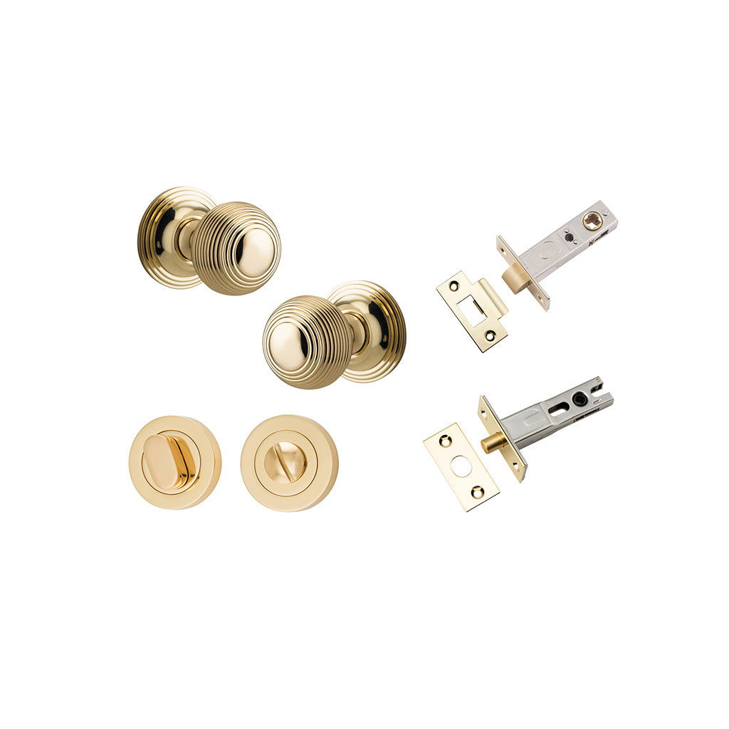 Guildford Knob - Round Rose Polished Brass / Privacy / Separate Privacy Kit
