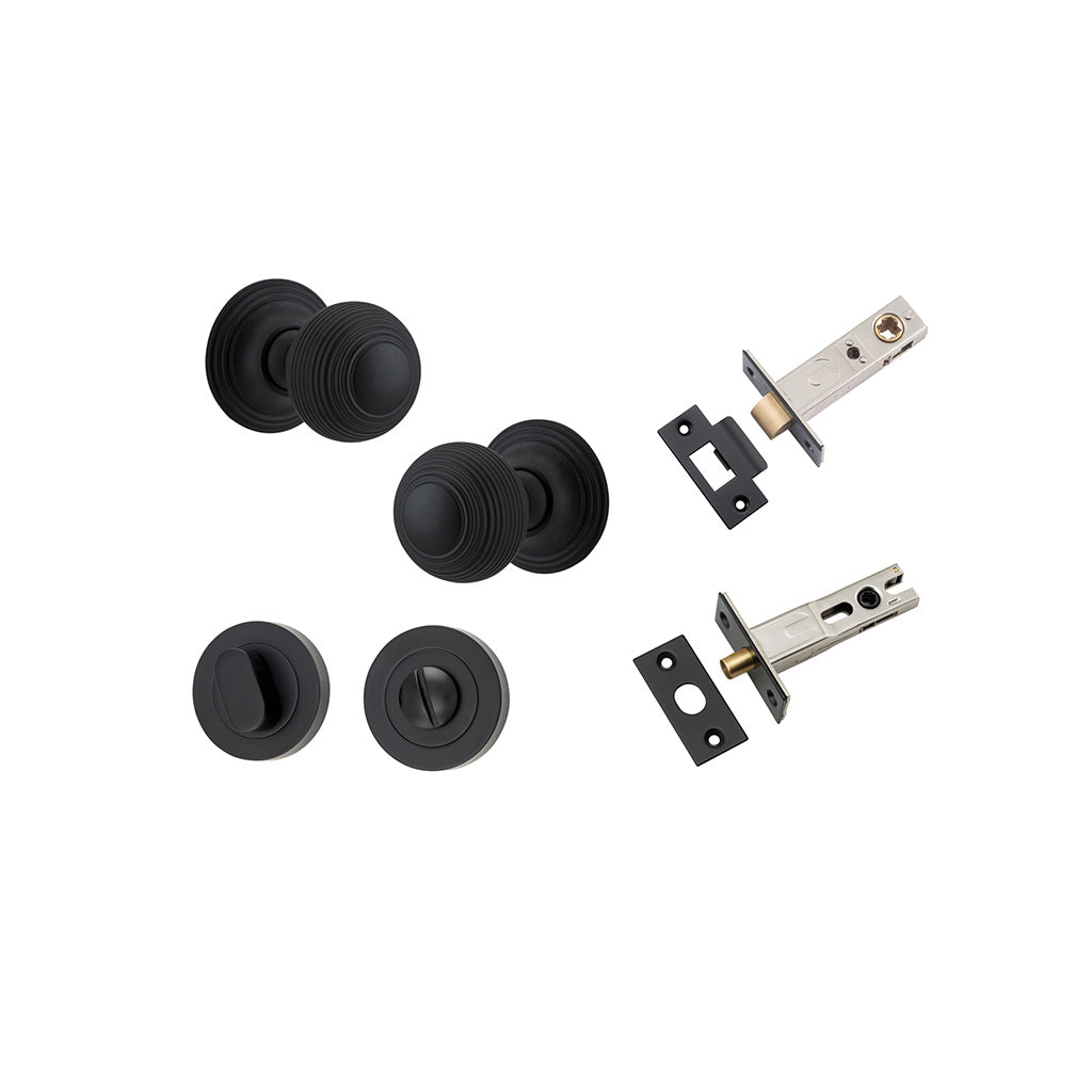 Guildford Knob - Round Rose Matt Black / Privacy / Separate Privacy Kit