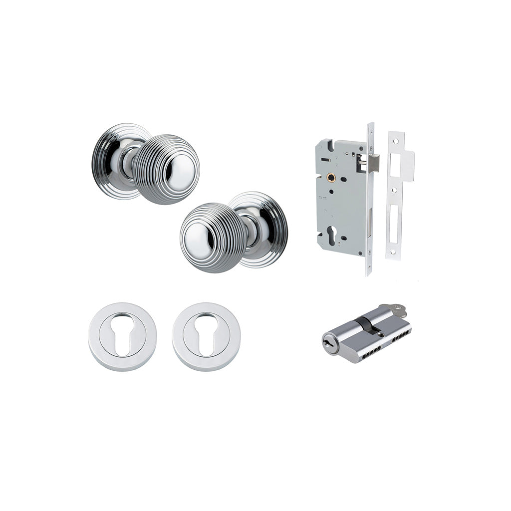 Guildford Knob - Round Rose Polished Chrome / Entrance / Entrance Kit Dual Function (Key-Key)