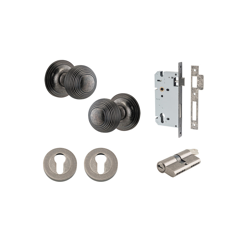 Guildford Knob - Round Rose Distressed Nickel / Entrance / Entrance Kit Dual Function (Key-Key)