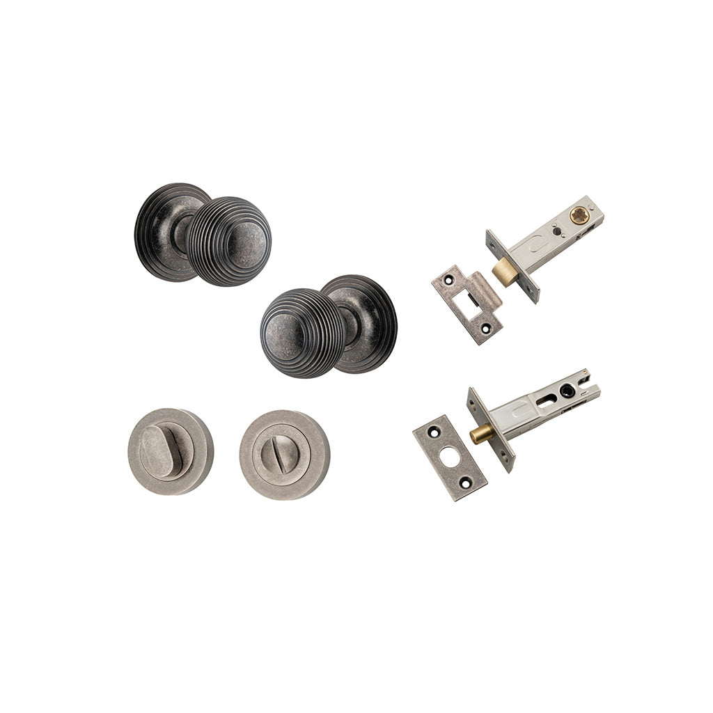 Guildford Knob - Round Rose Distressed Nickel / Privacy / Separate Privacy Kit