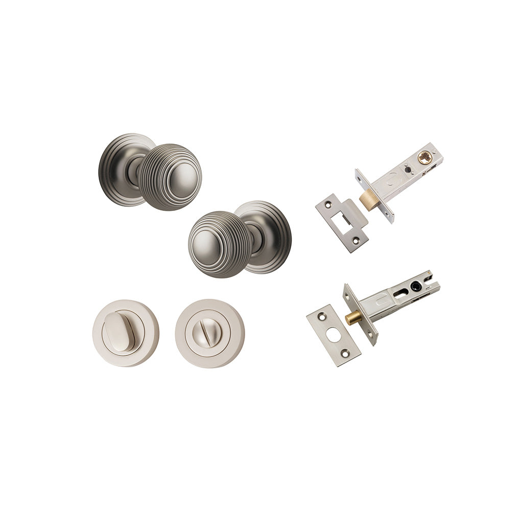 Guildford Knob - Round Rose Satin Nickel / Privacy / Separate Privacy Kit
