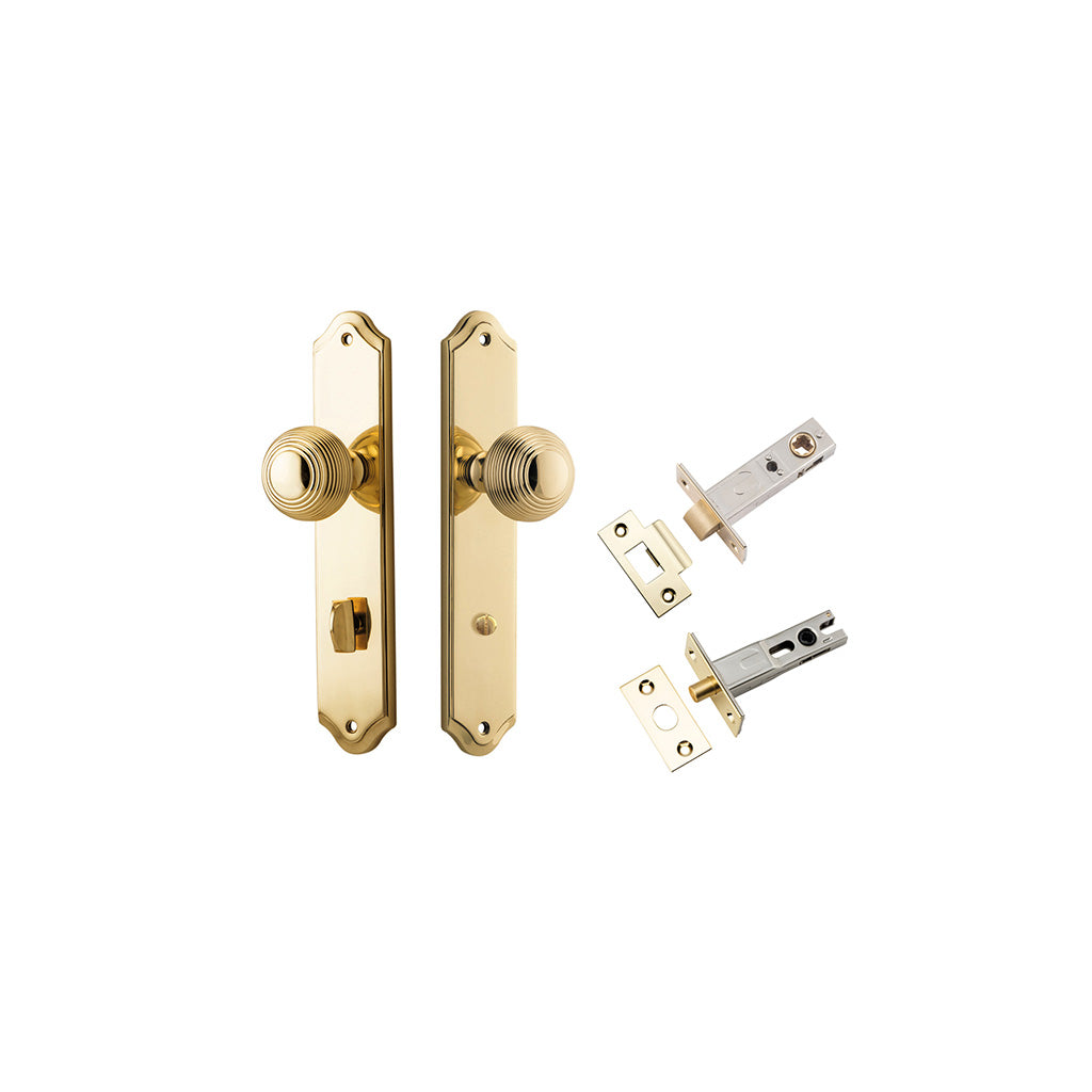 Guildford Knob - Shouldered Backplate Polished Brass / Privacy / Separate Privacy Kit