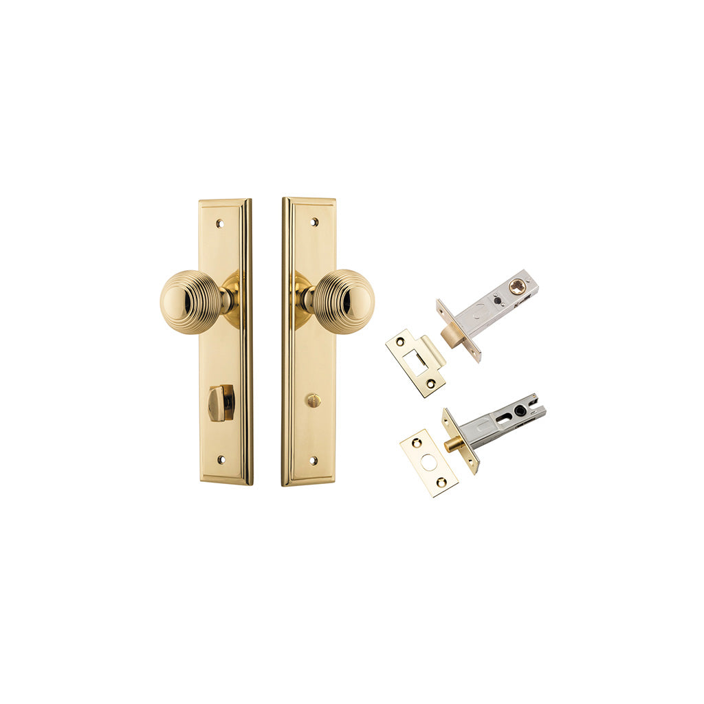 Guildford Knob - Stepped Backplate Polished Brass / Privacy / Separate Privacy Kit