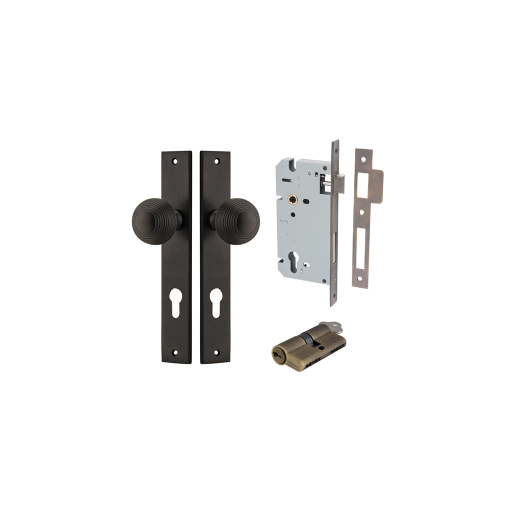 Guildford Knob - Rectangular Backplate Signature Brass / Entrance / Entrance Kit Dual Function (Key-Key)