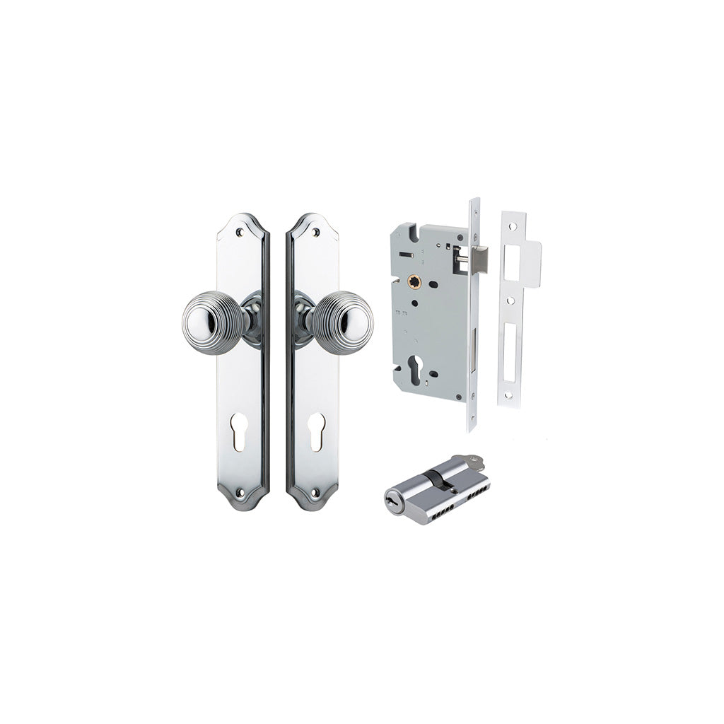 Guildford Knob - Shouldered Backplate Polished Chrome / Entrance / Entrance Kit Dual Function (Key-Key)