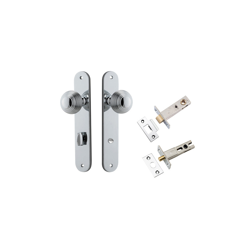 Guildford Knob - Oval Backplate Polished Chrome / Privacy / Separate Privacy Kit