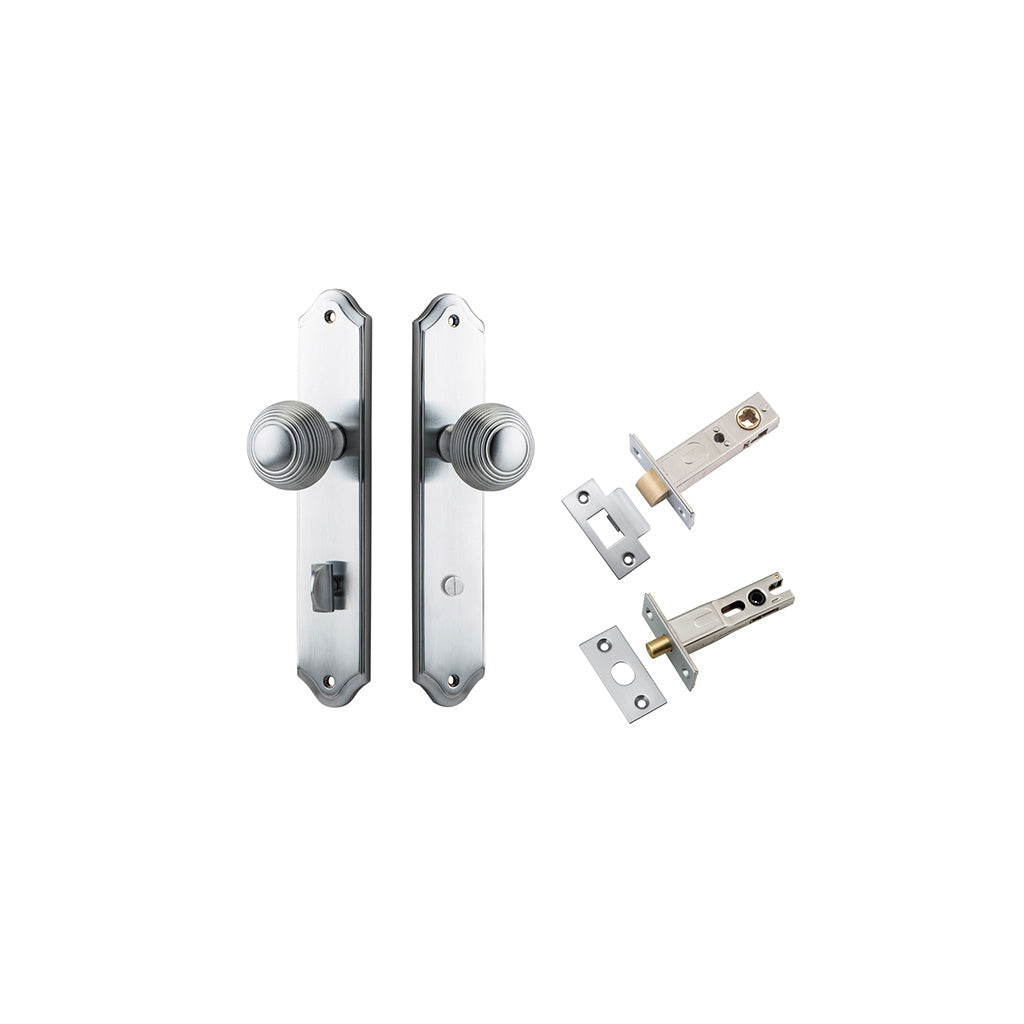 Guildford Knob - Shouldered Backplate Brushed Chrome / Privacy / Separate Privacy Kit
