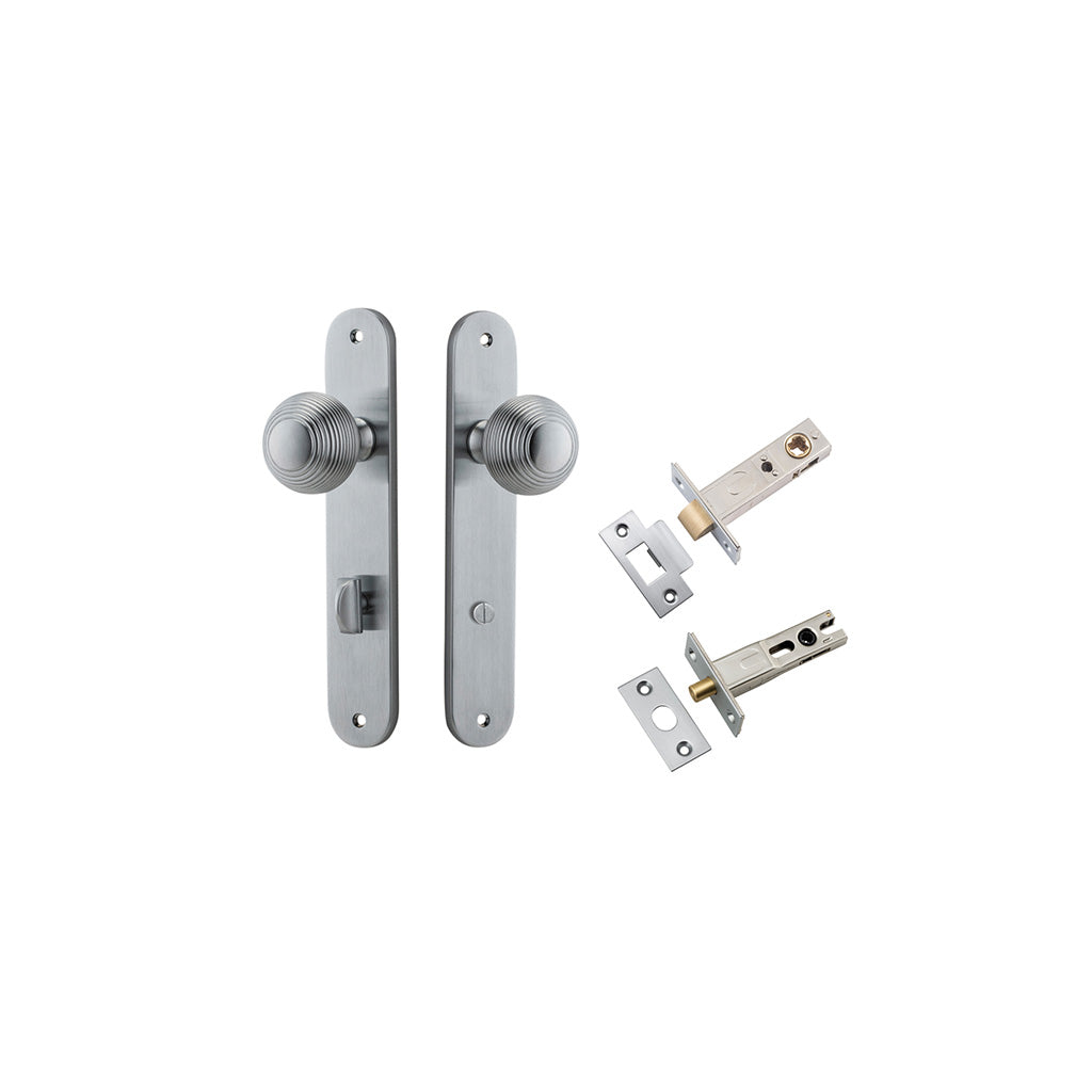 Guildford Knob - Oval Backplate Brushed Chrome / Privacy / Separate Privacy Kit