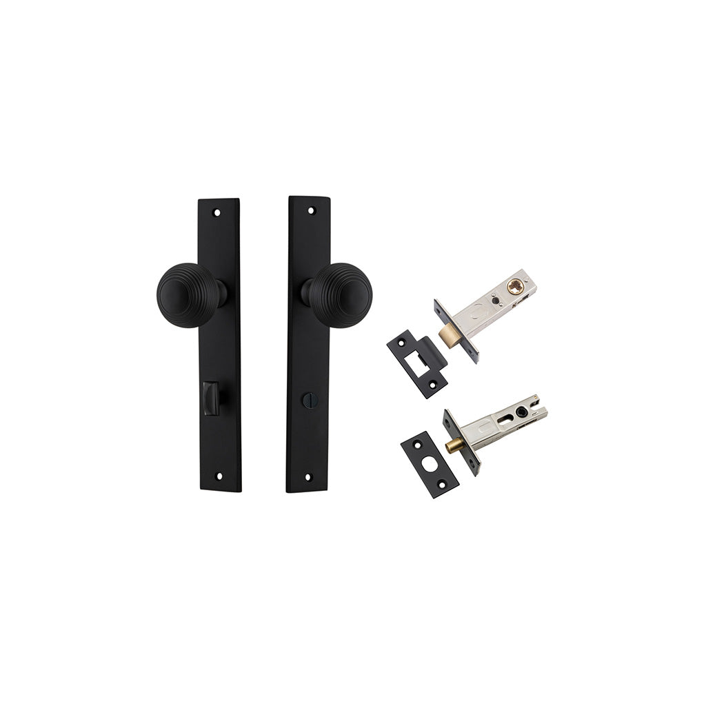 Guildford Knob - Rectangular Backplate Matt Black / Privacy / Separate Privacy Kit
