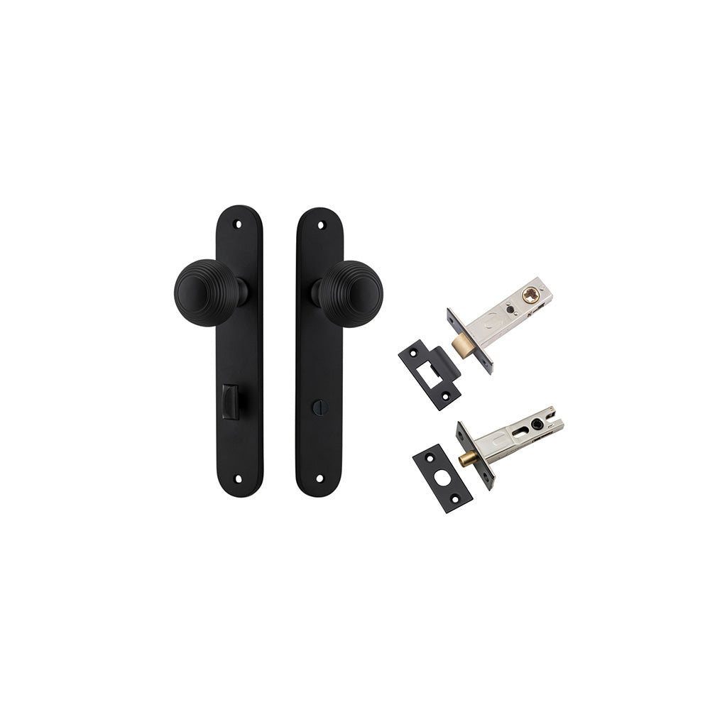 Guildford Knob - Oval Backplate Matt Black / Privacy / Separate Privacy Kit