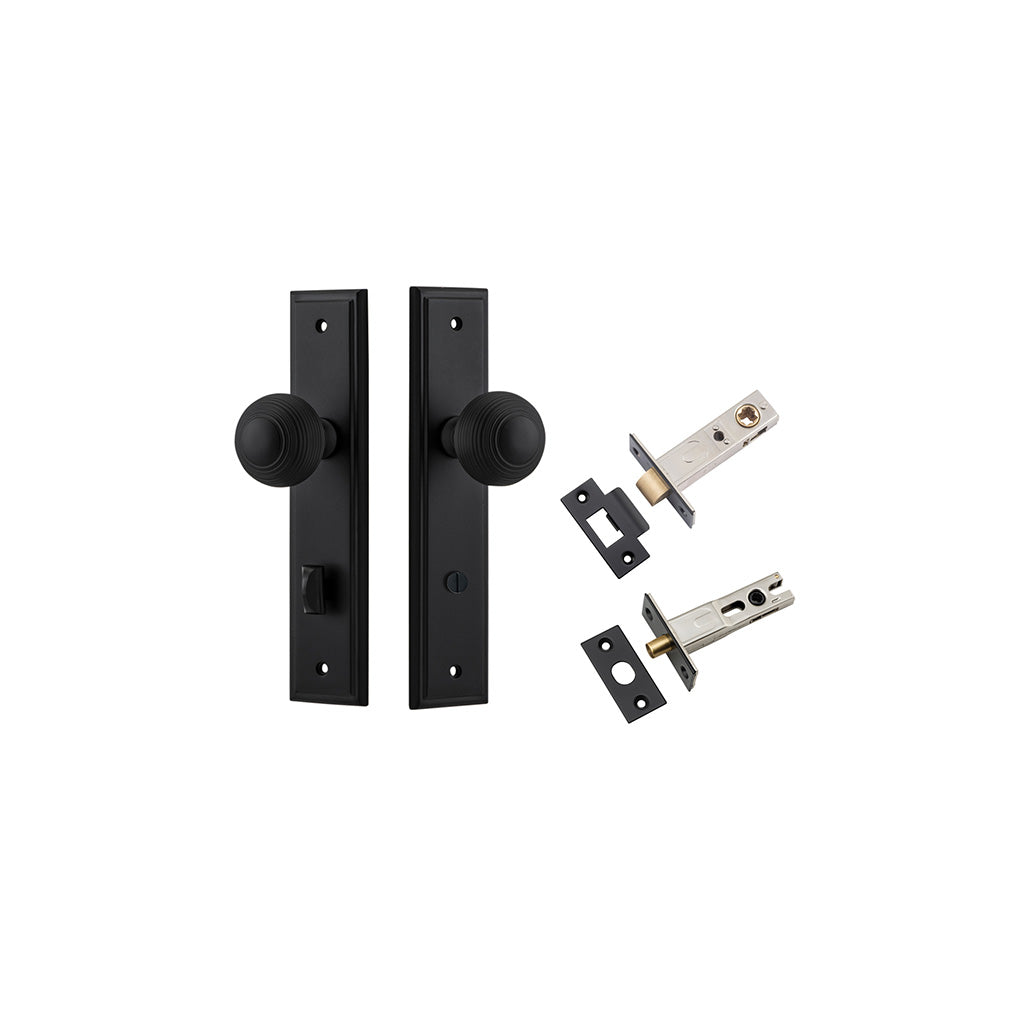 Guildford Knob - Stepped Backplate Matt Black / Privacy / Separate Privacy Kit