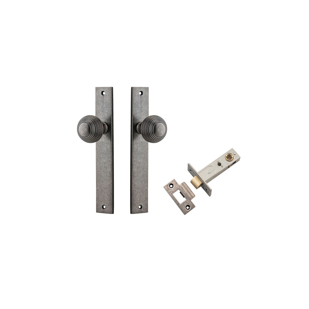 Guildford Knob - Rectangular Backplate Distressed Nickel / Passage / Passage Kit