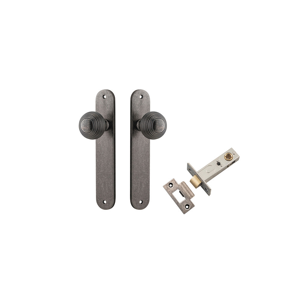 Guildford Knob - Oval Backplate Distressed Nickel / Passage / Passage Kit