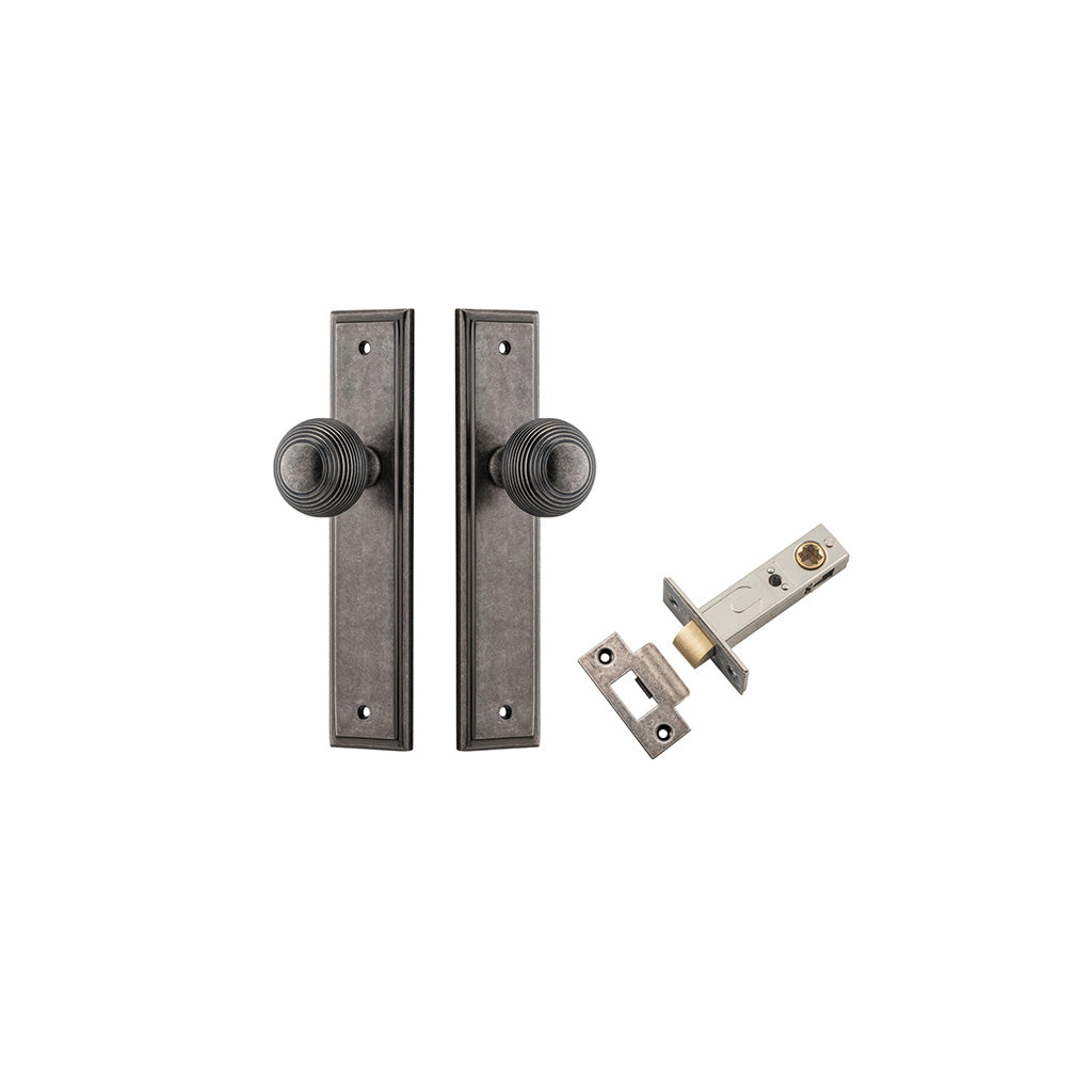 Guildford Knob - Stepped Backplate Distressed Nickel / Passage / Passage Kit