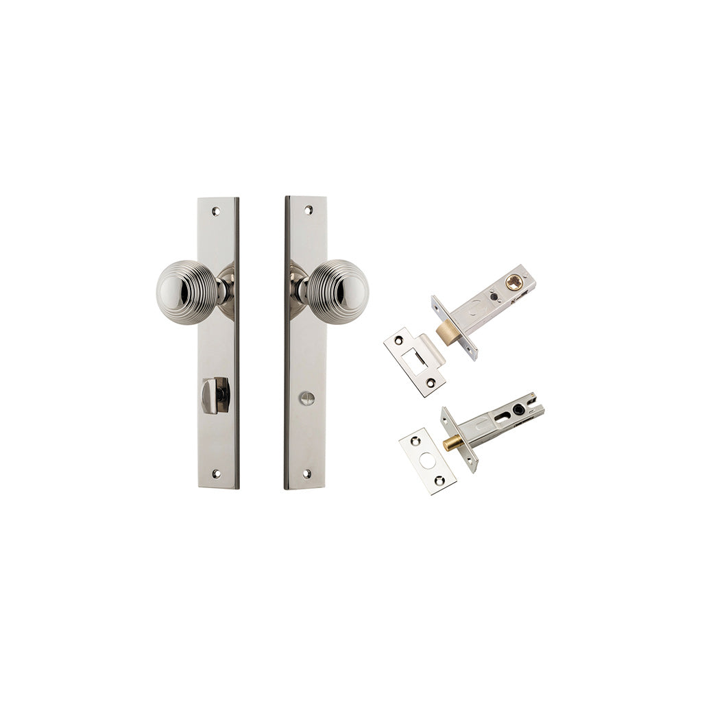 Guildford Knob - Rectangular Backplate Polished Nickel / Privacy / Separate Privacy Kit