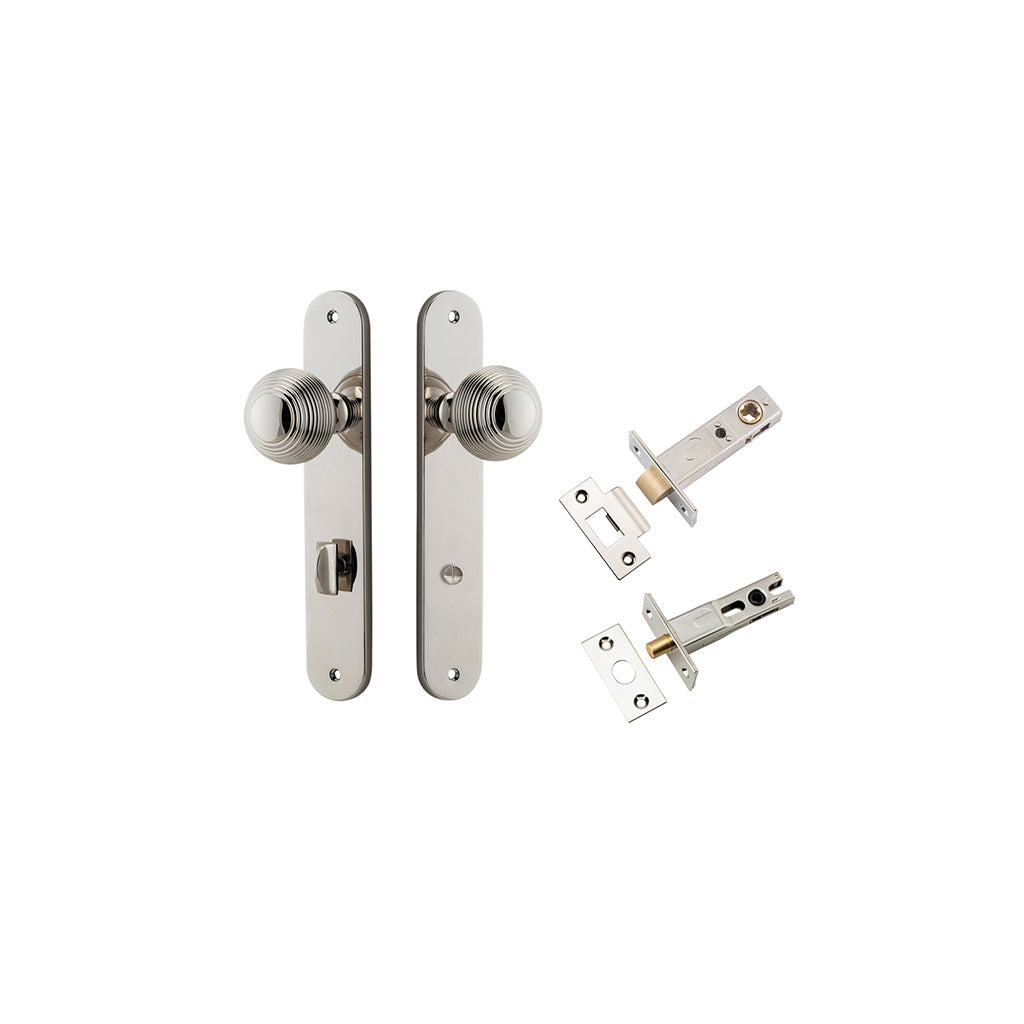 Guildford Knob - Oval Backplate Polished Nickel / Privacy / Separate Privacy Kit