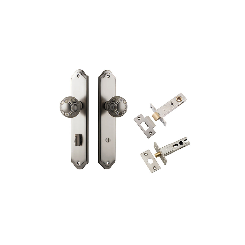 Guildford Knob - Shouldered Backplate Satin Nickel / Privacy / Separate Privacy Kit