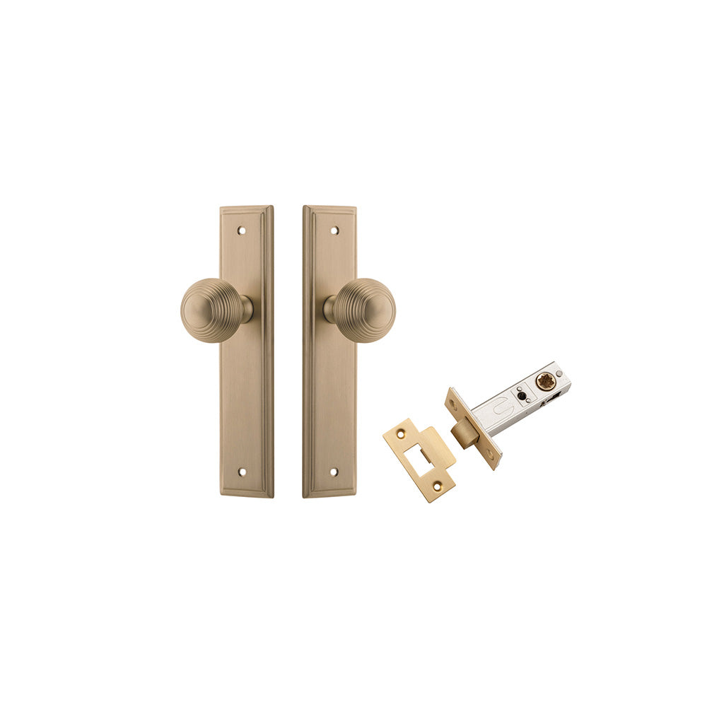 Guildford Knob - Stepped Backplate Brushed Brass / Passage / Passage Kit