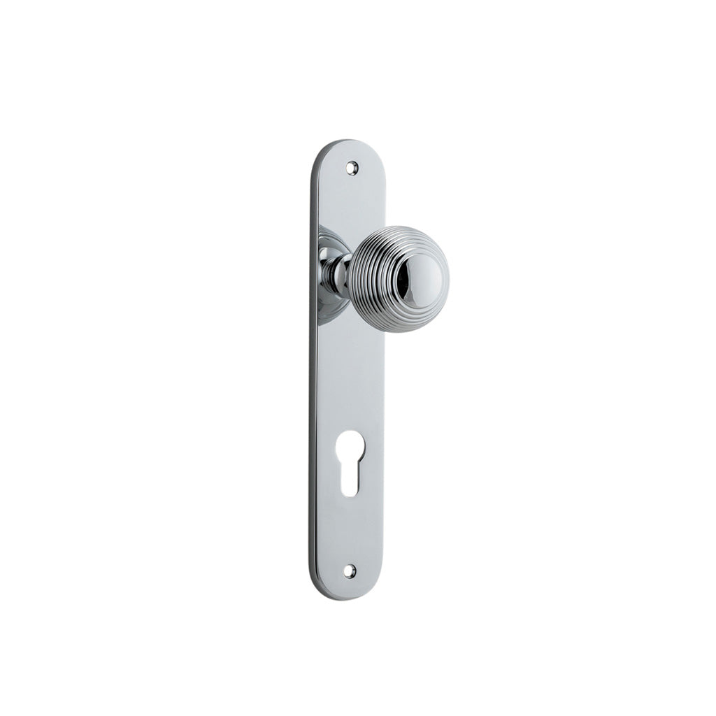 Guildford Knob - Oval Backplate Polished Chrome / Entrance / Lever Set Only