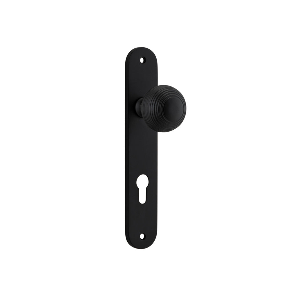 Guildford Knob - Oval Backplate Matt Black / Entrance / Lever Set Only