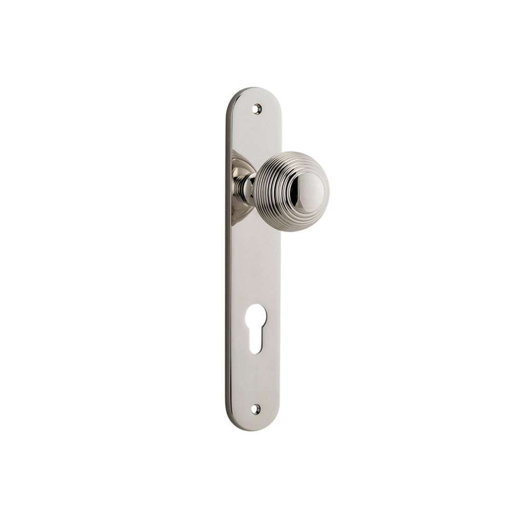 Guildford Knob - Oval Backplate Polished Nickel / Entrance / Lever Set Only
