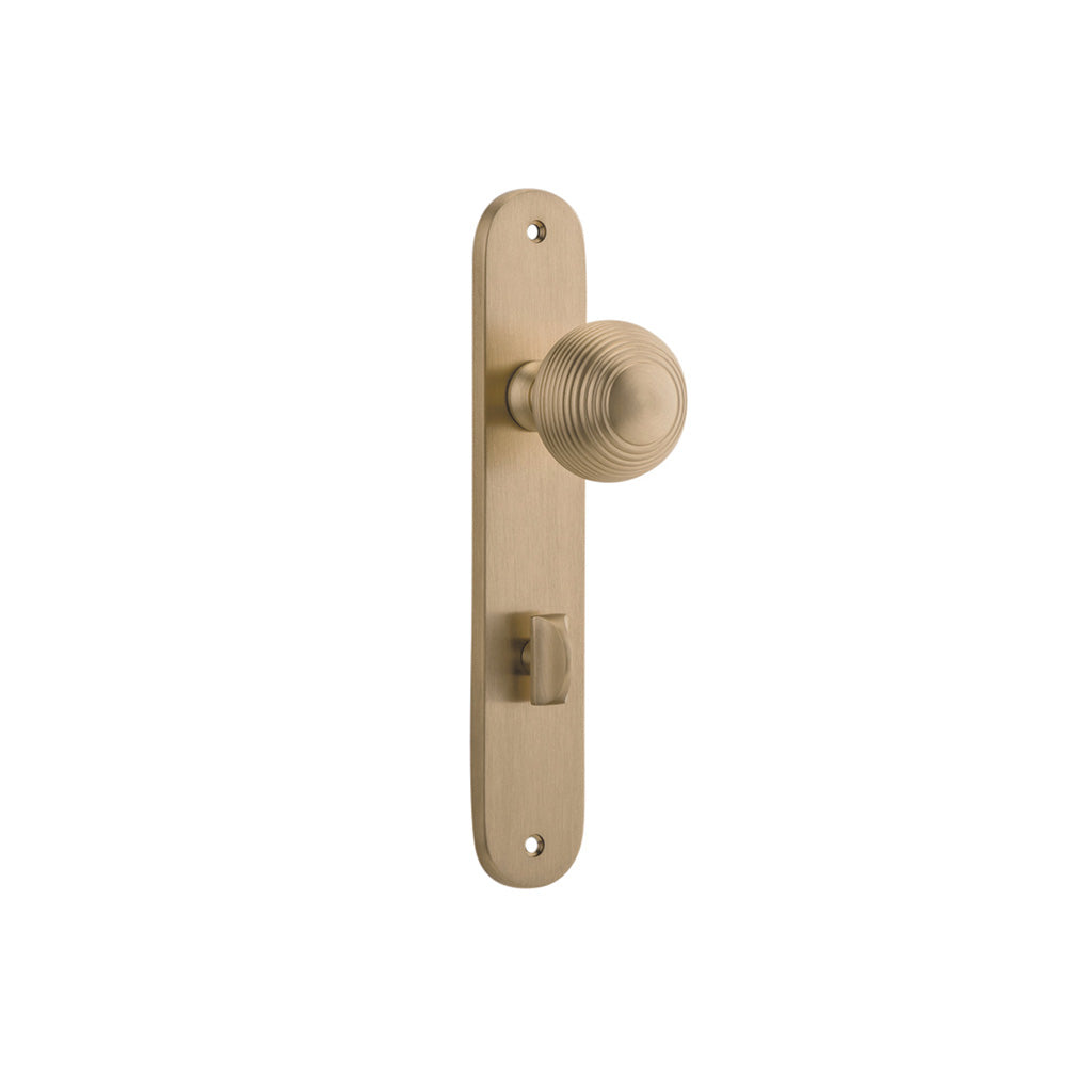 Guildford Knob - Oval Backplate Brushed Brass / Privacy / Lever Set Only