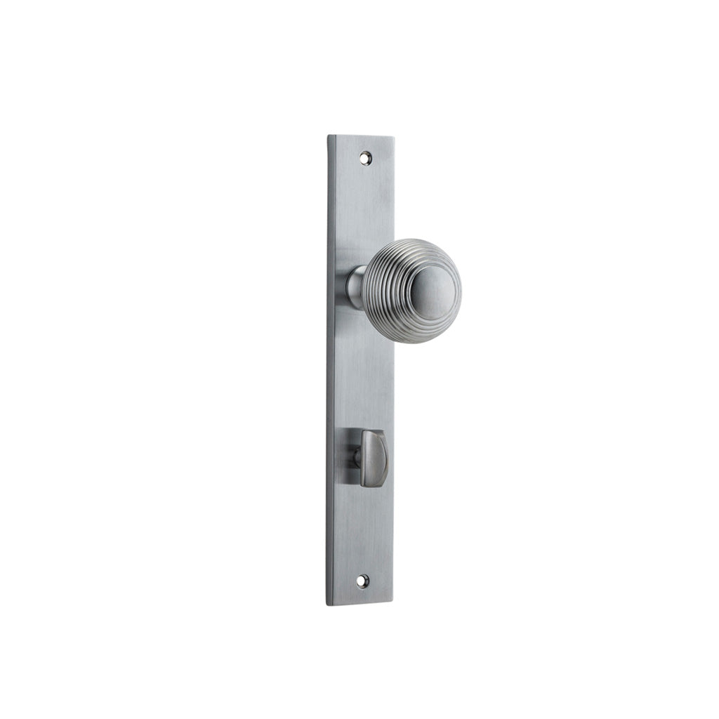 Guildford Knob - Rectangular Backplate Brushed Chrome / Privacy / Lever Set Only