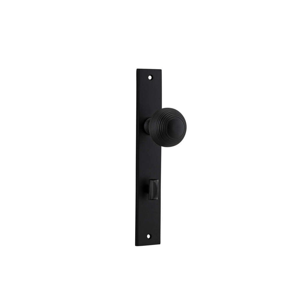 Guildford Knob - Rectangular Backplate Matt Black / Privacy / Lever Set Only