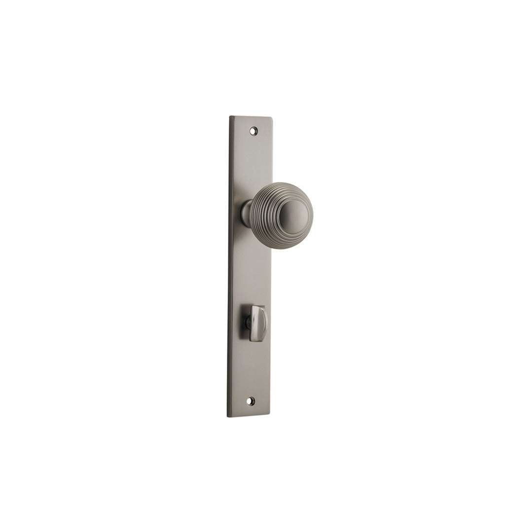 Guildford Knob - Rectangular Backplate Satin Nickel / Privacy / Lever Set Only