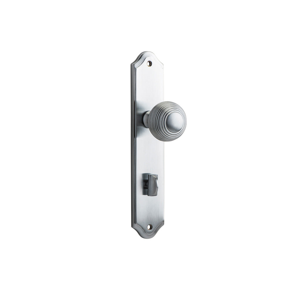 Guildford Knob - Shouldered Backplate Brushed Chrome / Privacy / Lever Set Only