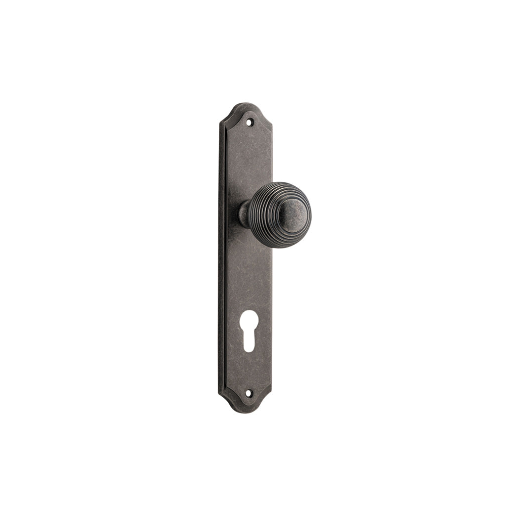 Guildford Knob - Shouldered Backplate Distressed Nickel / Entrance / Lever Set Only