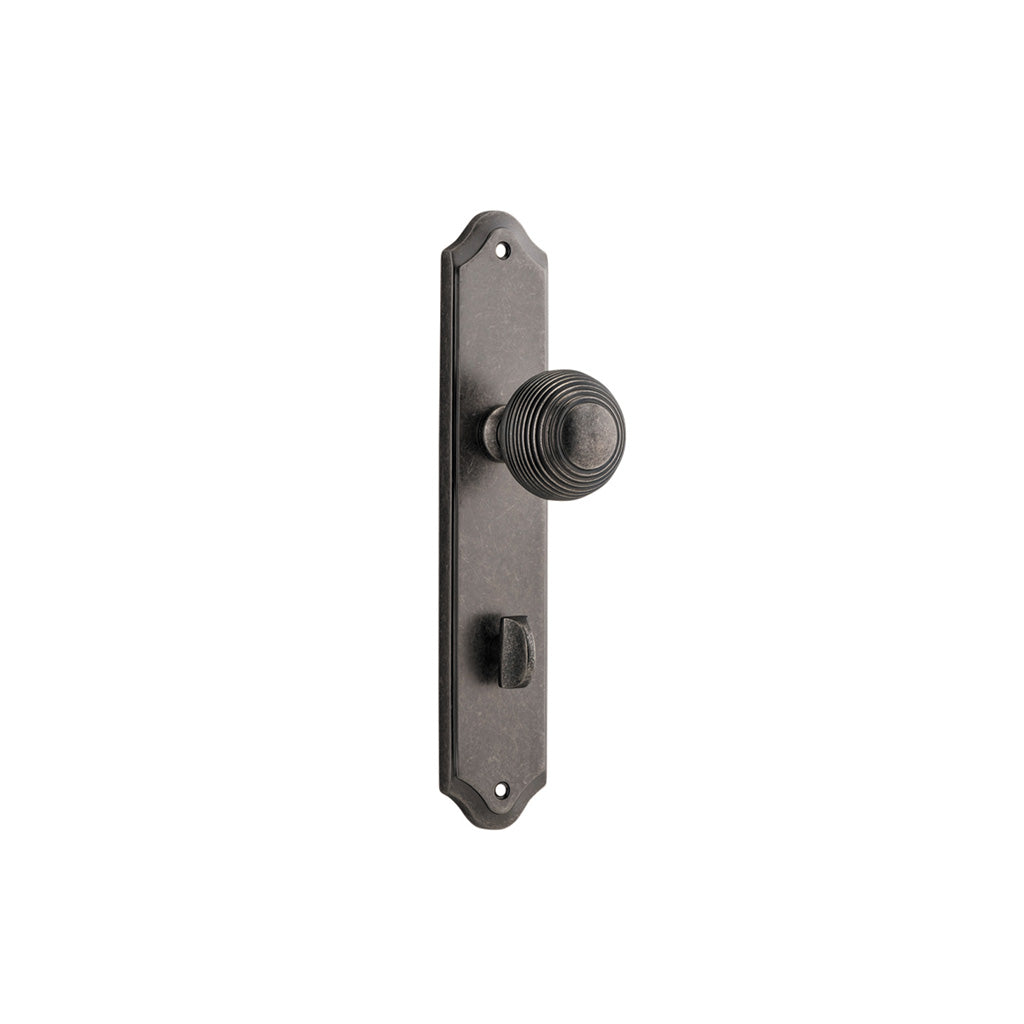 Guildford Knob - Shouldered Backplate Distressed Nickel / Privacy / Lever Set Only