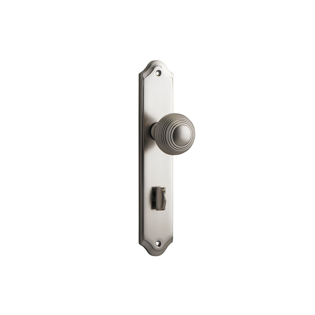 Guildford Knob - Shouldered Backplate Satin Nickel / Privacy / Lever Set Only