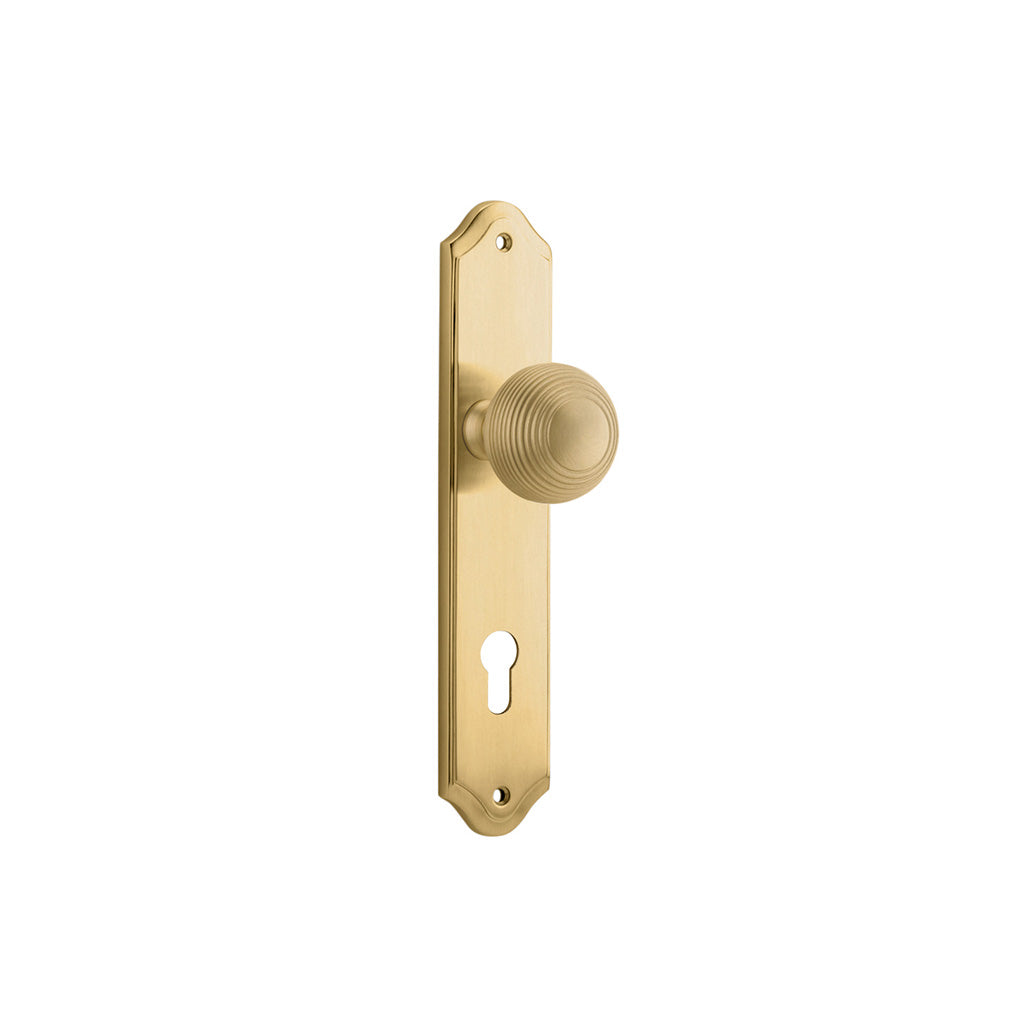 Guildford Knob - Shouldered Backplate Brushed Brass / Entrance / Lever Set Only