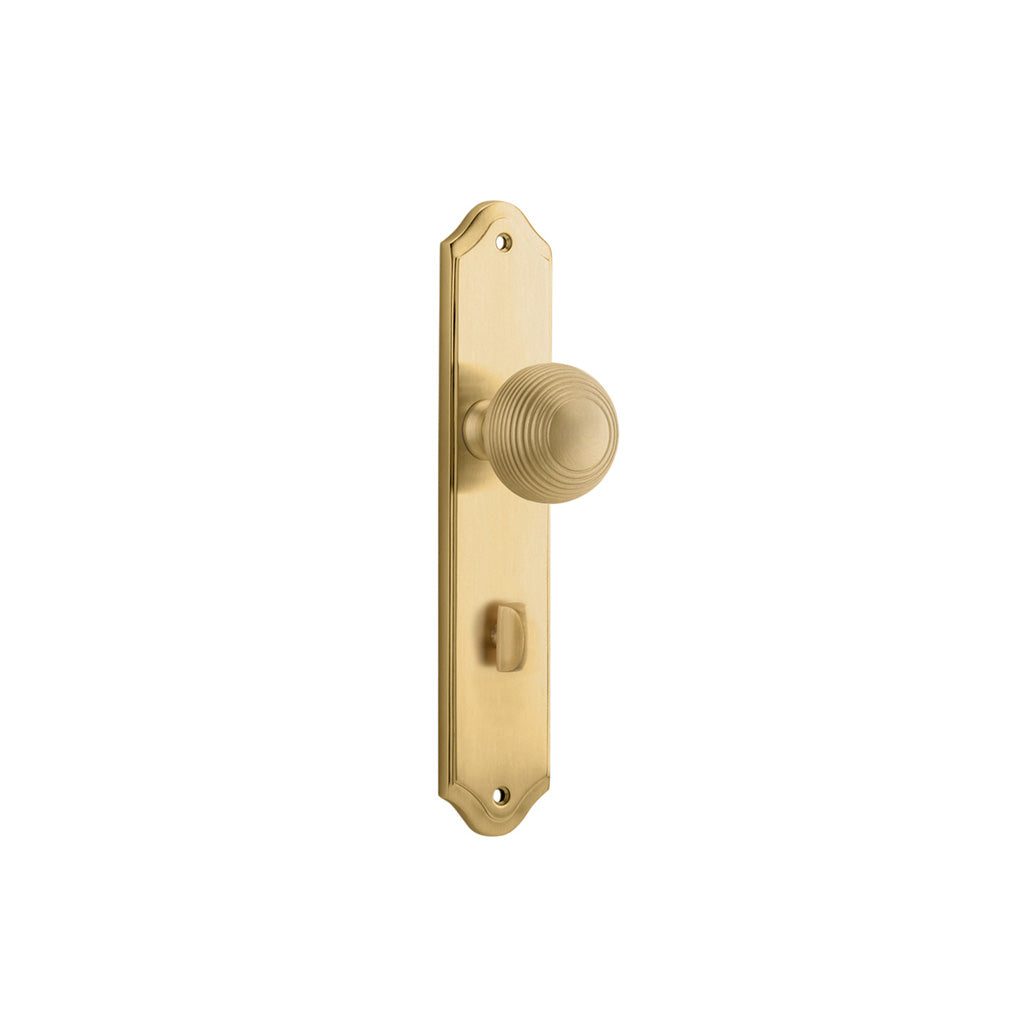 Guildford Knob - Shouldered Backplate Brushed Brass / Privacy / Lever Set Only