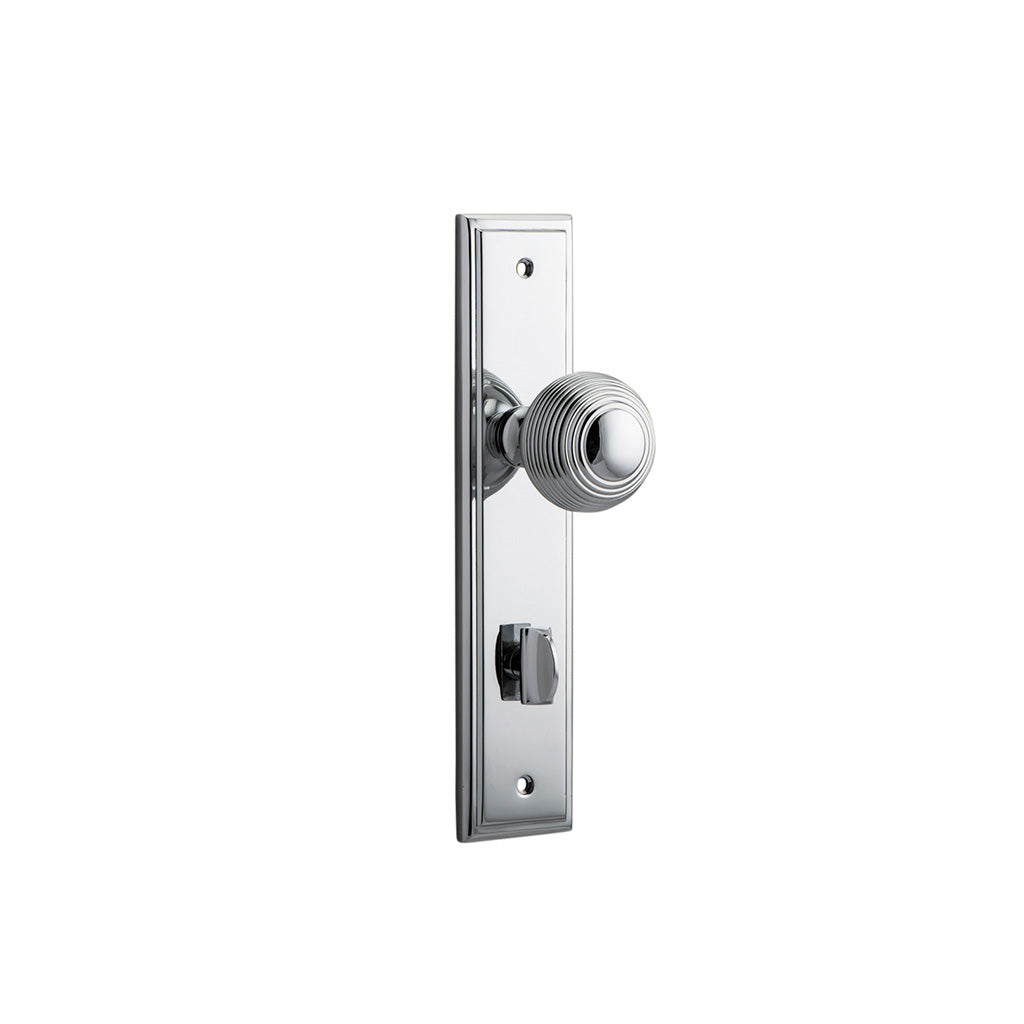Guildford Knob - Stepped Backplate Polished Chrome / Privacy / Lever Set Only