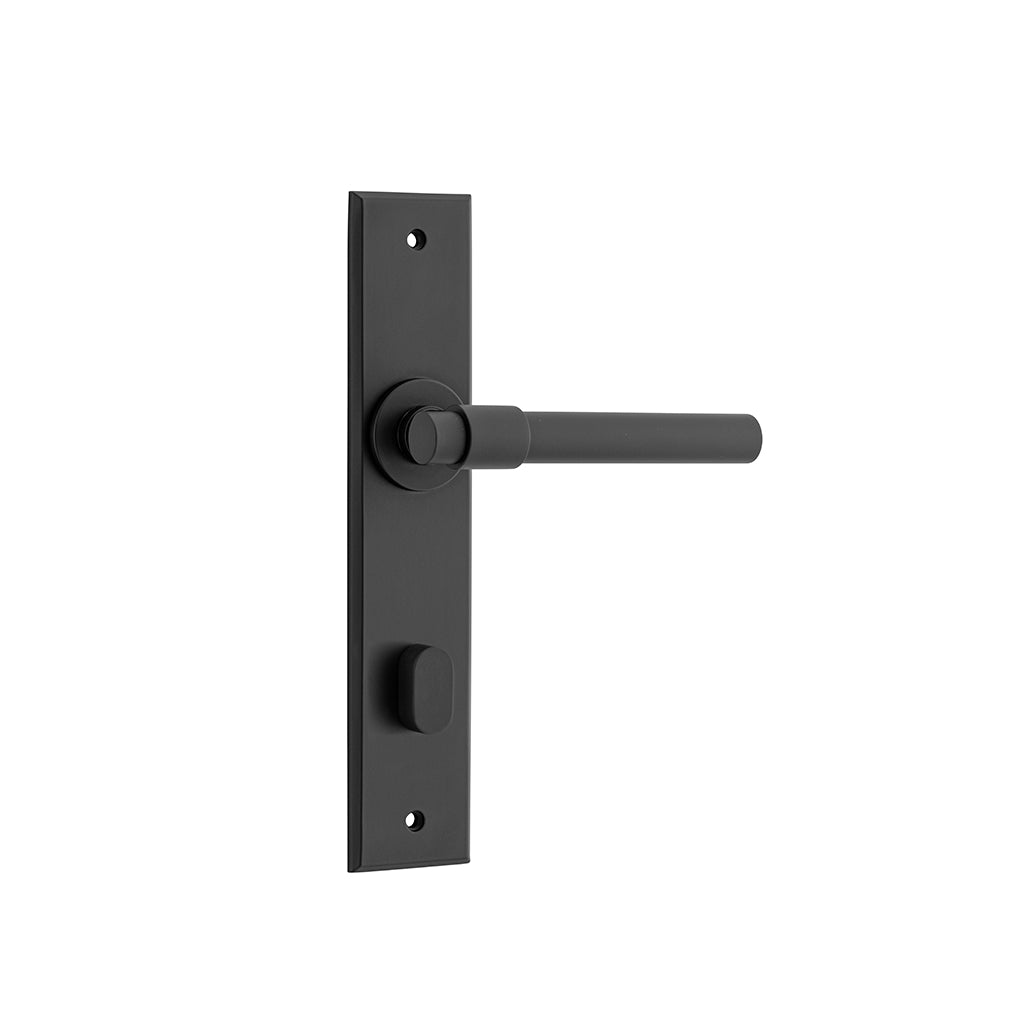 Helsinki Lever - Chamfered Backplate Matt Black / Privacy / Lever Set Only